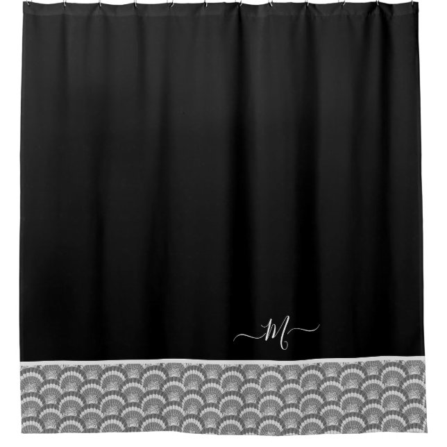 Nautical Black White Elegant monogram initial  (Front)