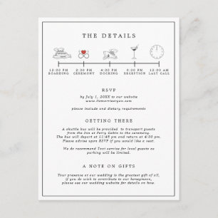 Nautical Black & White Wedding Itinerary Card