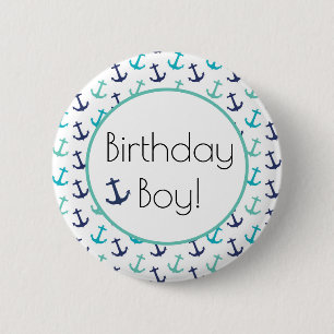 Nautical Blue Anchor 2 Inch Round Button