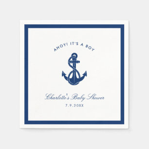 Nautical Blue Anchor Baby Shower Paper Napkin