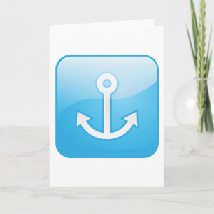 Nautical Blue Anchor Icon Modern Maritime  Card