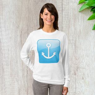 Nautical Blue Anchor Icon Modern Maritime  T-Shirt