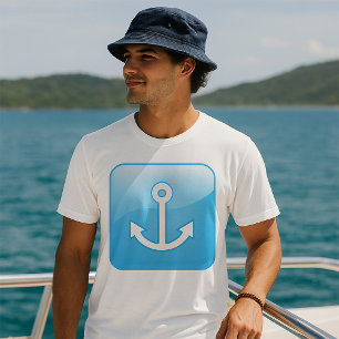 Nautical Blue Anchor Icon Modern Maritime  T-Shirt