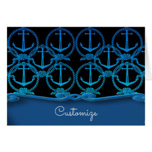 Nautical Blue Anchor Motif Card