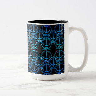 Nautical Blue Anchor Motif Mug