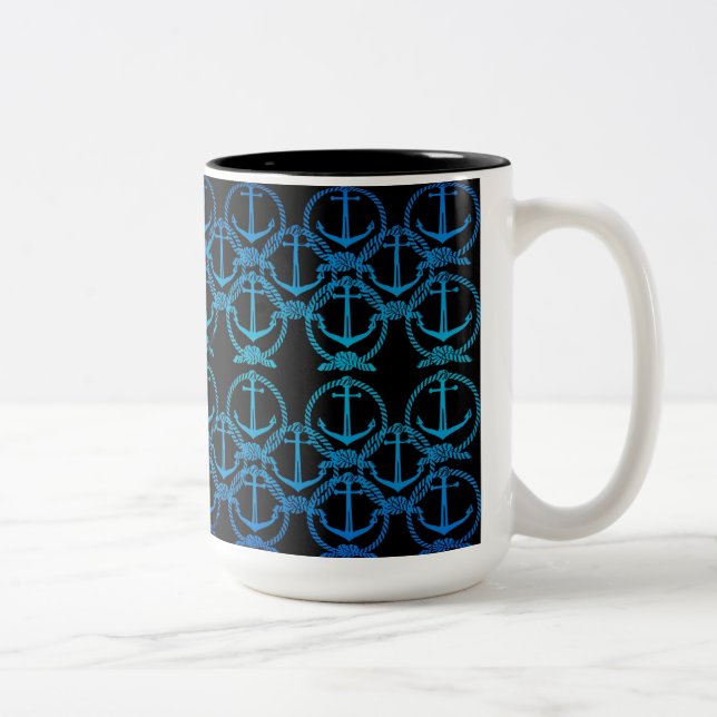 Nautical Blue Anchor Motif Mug (Right)
