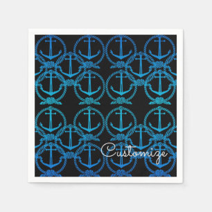 Nautical Blue Anchor Motif Napkins