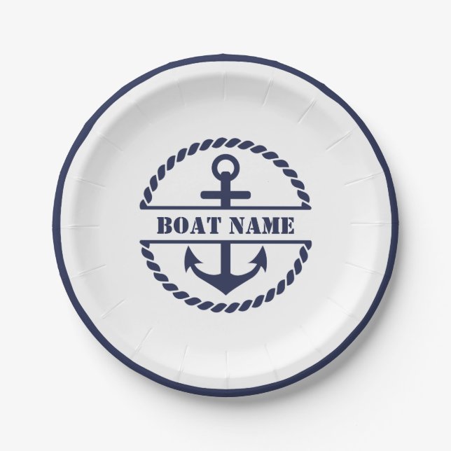 Nautical Blue Anchor Paper Plate (Front)