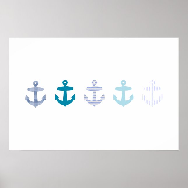 Nautical Blue Anchor poster - white (Front)
