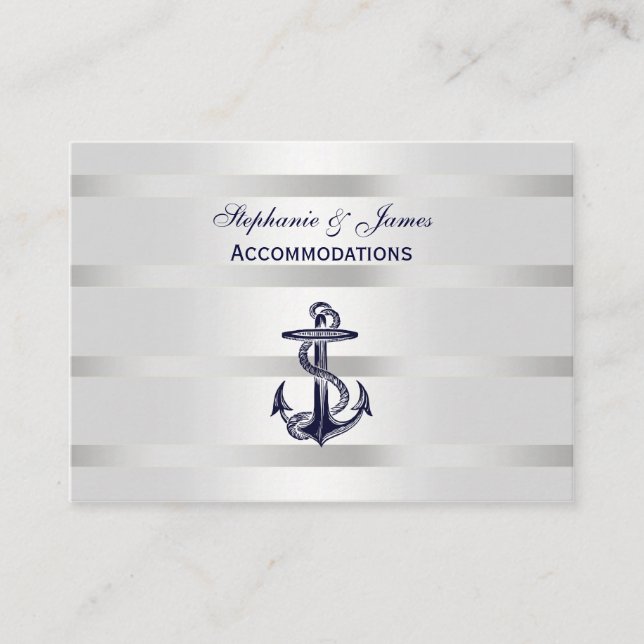 Nautical Blue Anchor Silver Wt BG Accommodations Enclosure Card (Front)