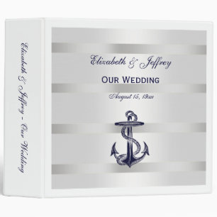 Nautical Blue Anchor Silver Wt BG Wedding Binder