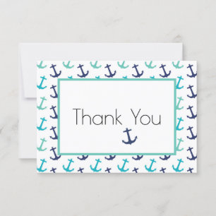 Nautical Blue Anchor Thank You Card