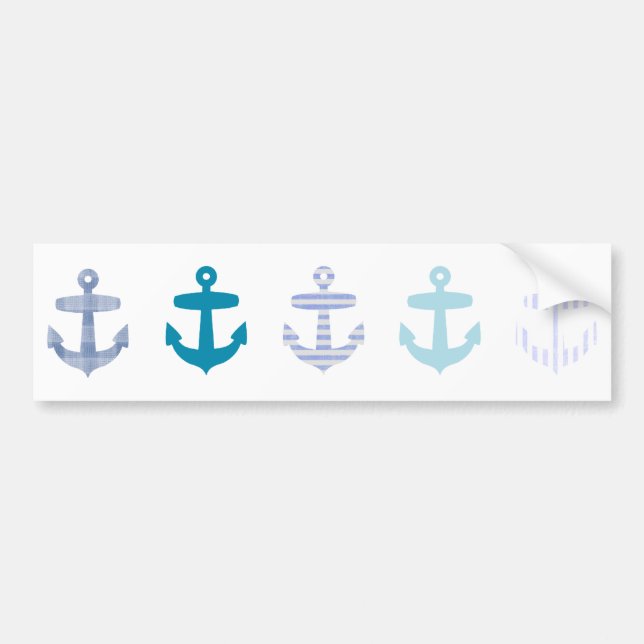 Nautical Blue Anchors Design Bumper Sticker (Front)