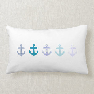 Nautical Blue Anchors Design Lumbar Pillow