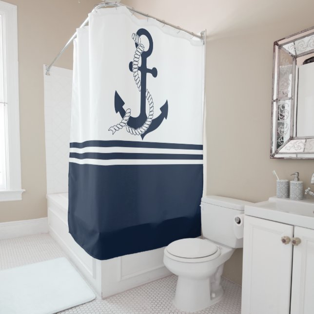 Nautical blue anchors with blue and white stripes (In Situ)