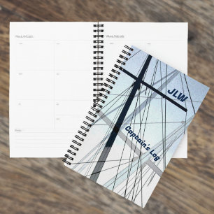 Nautical Blue and Black Sailboat Masts Abstract Planner