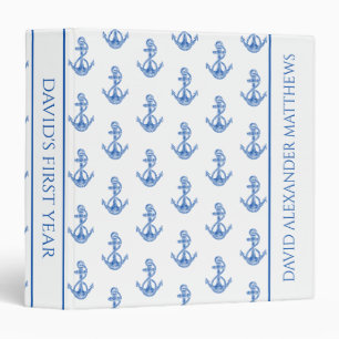Nautical Blue and White Anchors First Year Memory Binder
