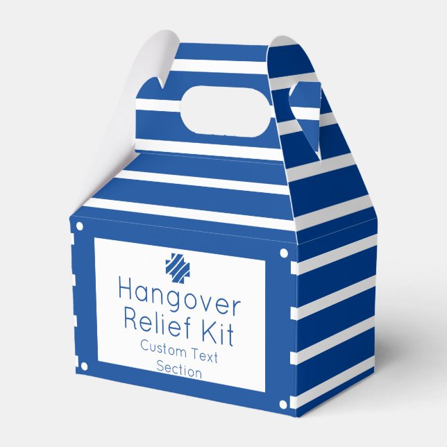 Nautical Blue and White Hangover Relief Kit Favour Favor Box (Front Side)