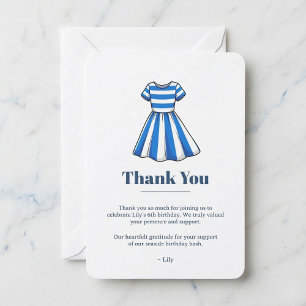 Nautical Blue And White Sailor Dress Party  Thank You Card