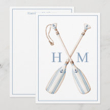 Nautical Blue and White Stripe Boat Oars Monogram