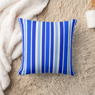 Nautical Blue and White Striped Throw Pillow