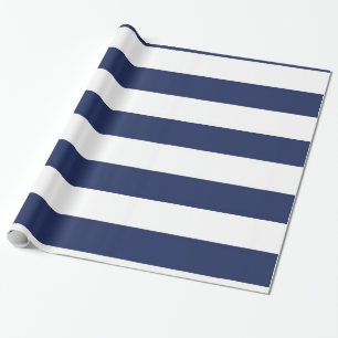 Nautical Blue And White Striped Wrapping Paper