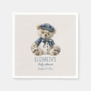 Nautical Blue Baby Bear Baby Shower Napkin