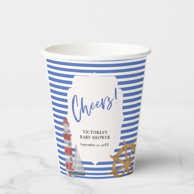 Nautical Blue Baby Shower Paper Cups (Front)