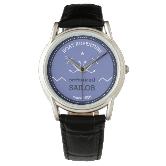 Nautical blue background with anchor Watch (Front)