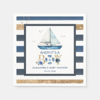 Nautical Blue Boat Ahoy It's a Boy Baby Shower