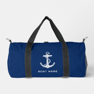 Nautical Blue Boat Anchor Name Custom Duffle Bag
