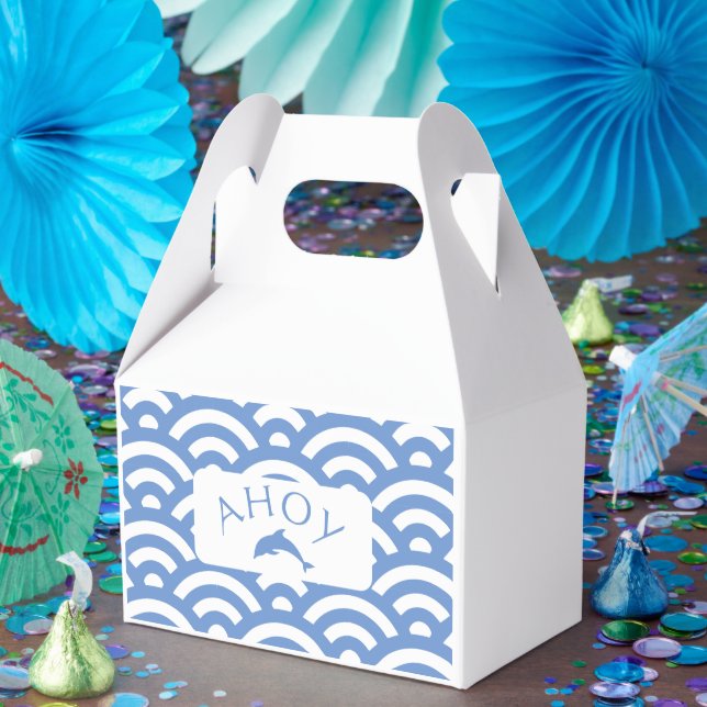 Nautical Blue Boho Baby Shower  Favor Box (Party)