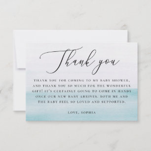 Nautical Blue Boy Baby Shower   Elegant Script Thank You Card