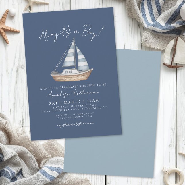 Nautical Blue Boy Baby Shower Invitation (Nautical Blue Boy Baby Shower Invitation)