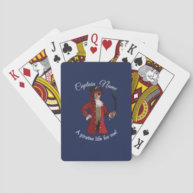 Nautical Blue Boy Pirate  Playing Cards (Back)