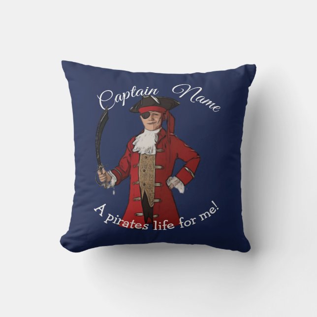 Nautical Blue Boy Pirate Throw Pillow (Front)