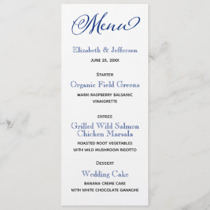 Nautical Blue Compass Wedding Menu Card
