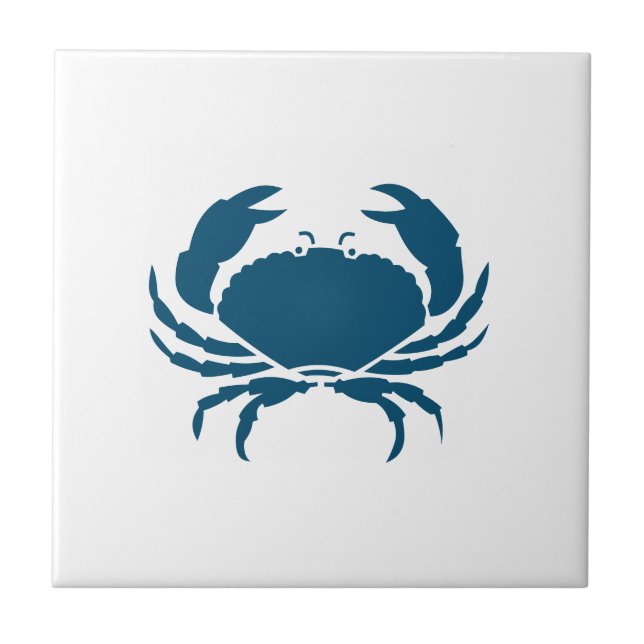 Nautical Blue Crab Kitchen Backsplash Tile (Front)