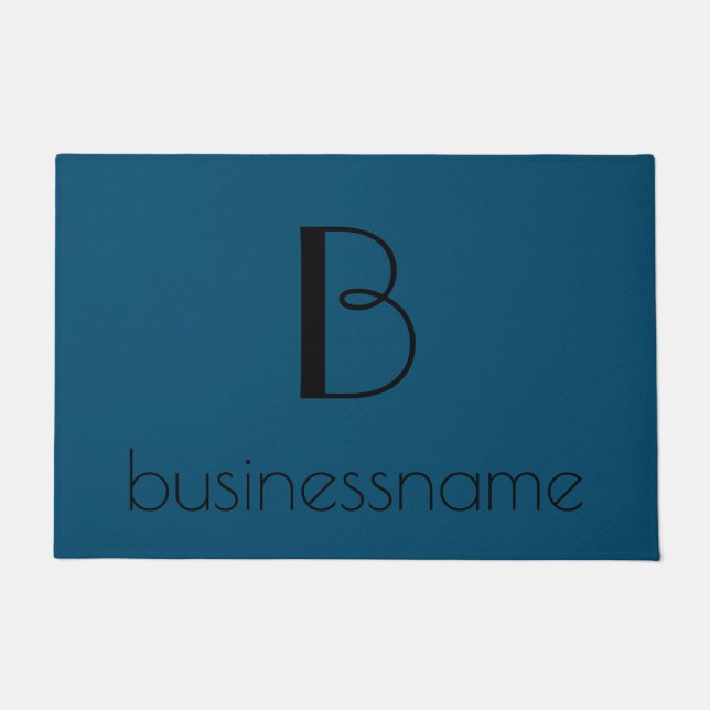 Nautical Blue Custom Monogram Intial Business Name Doormat (Front)