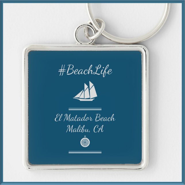 Nautical Blue Customizable Beach Life  Keychain (Creator Uploaded)
