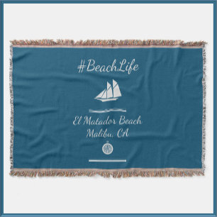 Nautical Blue Customizable Beach Life  Throw Blanket