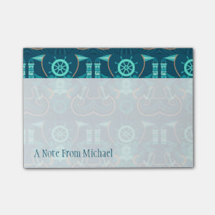 Nautical Blue Design   Add Your Name Post-it Notes