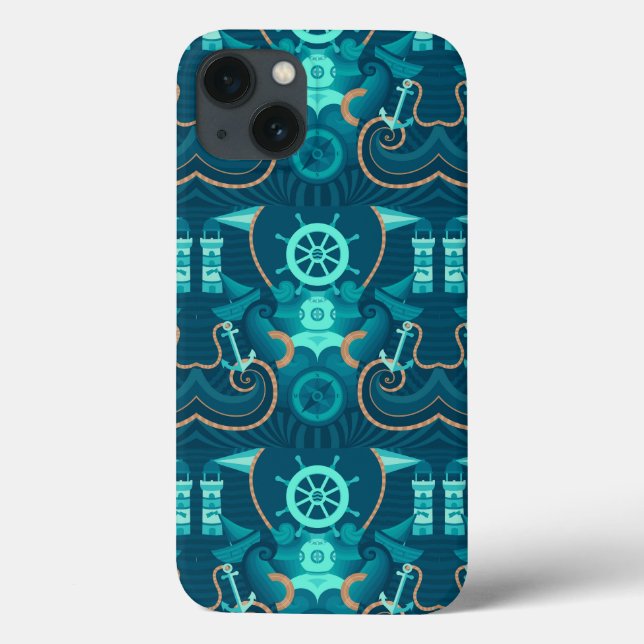 Nautical Blue Design Case-Mate iPhone Case (Back)