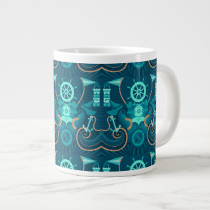 Nautical Blue Design Large Coffee Mug