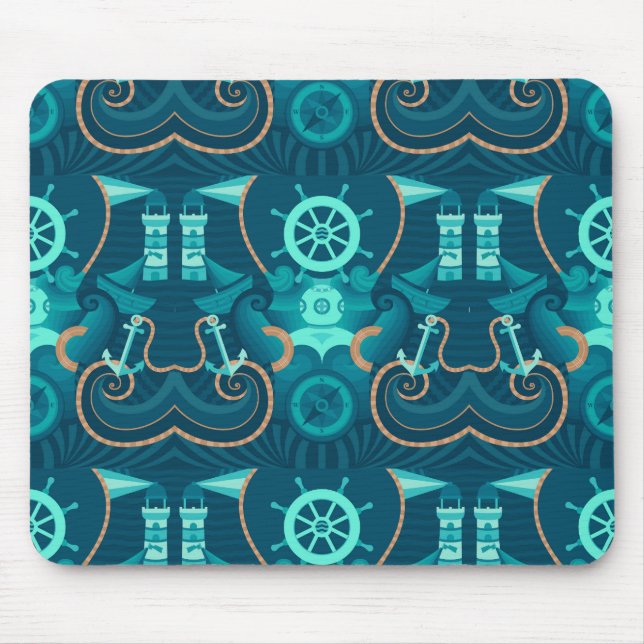 Nautical Blue Design Mouse Pad (Front)