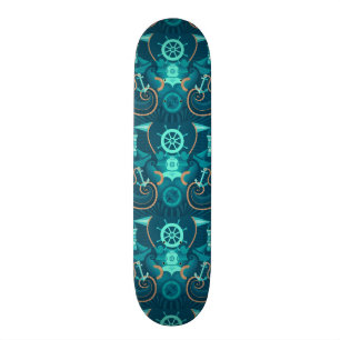 Nautical Blue Design Skateboard