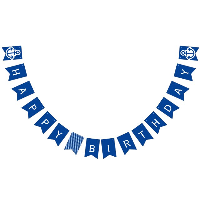 Nautical Blue Happy Birthday Anchor Bunting Bunting Flags (All)