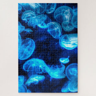 Nautical Blue Jellyfish Marine Life Jigsaw Puzzle
