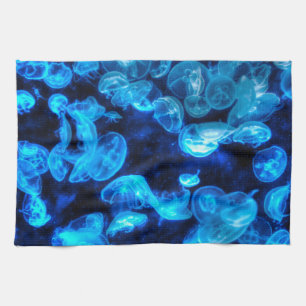 Nautical Blue Jellyfish Marine Life Kitchen Towel