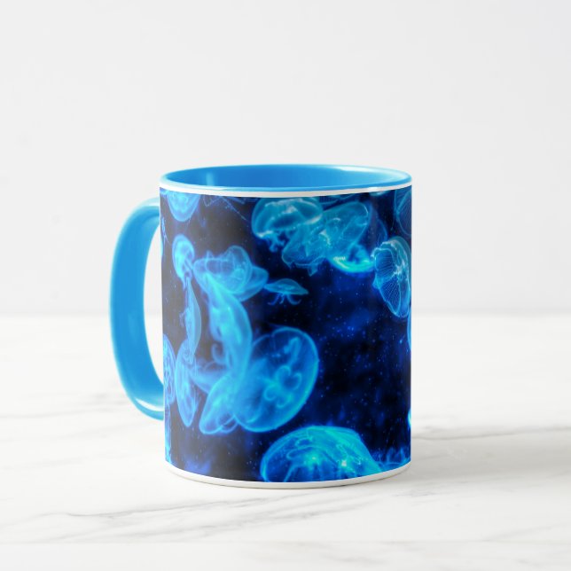 Nautical Blue Jellyfish Marine Life Mug (Front Left)